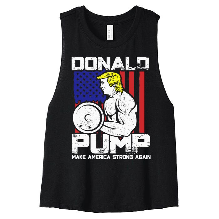 Funny Donald Trump Weight Lifting Workout Gym Women's Racerback Cropped Tank