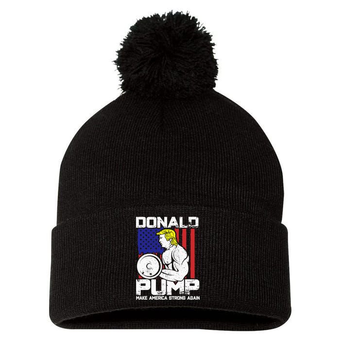 Funny Donald Trump Weight Lifting Workout Gym Pom Pom 12in Knit Beanie