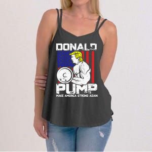 Funny Donald Trump Weight Lifting Workout Gym Women's Strappy Tank