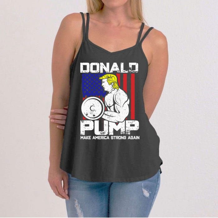 Funny Donald Trump Weight Lifting Workout Gym Women's Strappy Tank