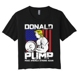 Funny Donald Trump Weight Lifting Workout Gym Women's Crop Top Tee