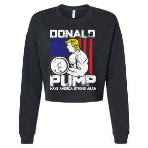 Funny Donald Trump Weight Lifting Workout Gym Cropped Pullover Crew