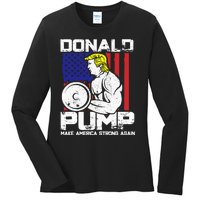 Funny Donald Trump Weight Lifting Workout Gym Ladies Long Sleeve Shirt