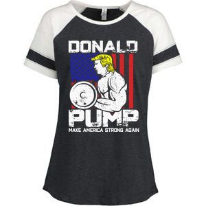 Funny Donald Trump Weight Lifting Workout Gym Enza Ladies Jersey Colorblock Tee