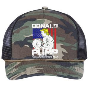 Funny Donald Trump Weight Lifting Workout Gym Retro Rope Trucker Hat Cap