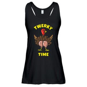 Funny Dancing Turkey Twerky Time Thanksgiving Joke Ladies Essential Flowy Tank