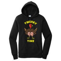 Funny Dancing Turkey Twerky Time Thanksgiving Joke Women's Pullover Hoodie