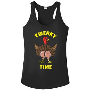 Funny Dancing Turkey Twerky Time Thanksgiving Joke Ladies PosiCharge Competitor Racerback Tank