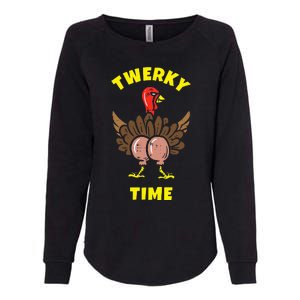 Funny Dancing Turkey Twerky Time Thanksgiving Joke Womens California Wash Sweatshirt