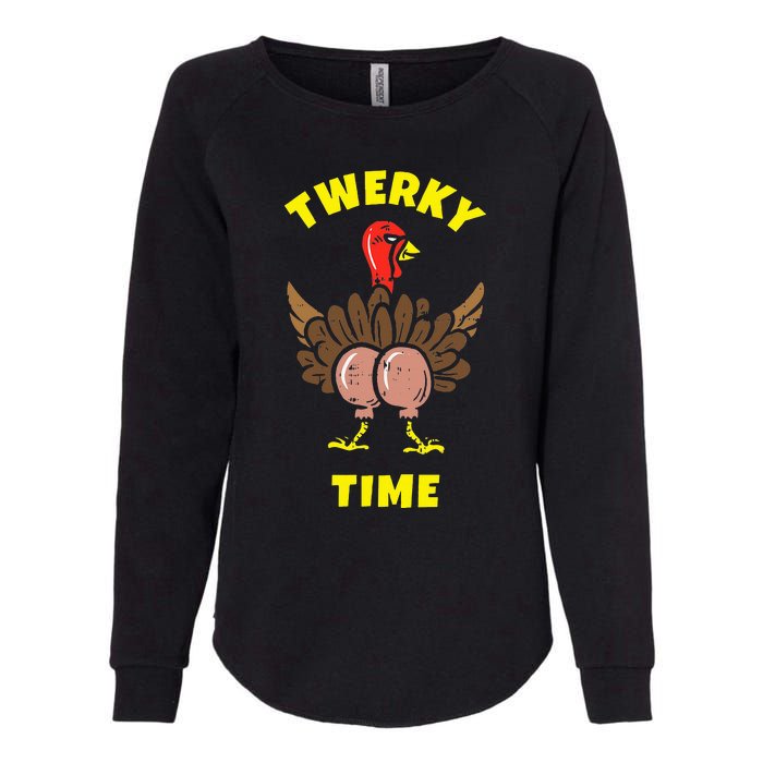 Funny Dancing Turkey Twerky Time Thanksgiving Joke Womens California Wash Sweatshirt