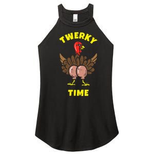 Funny Dancing Turkey Twerky Time Thanksgiving Joke Women's Perfect Tri Rocker Tank