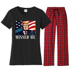 Funny Donald Trump Missed Me Assassination Attempt 2025 Women's Flannel Pajama Set