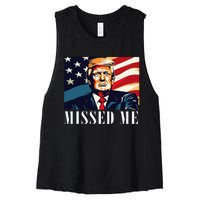 Funny Donald Trump Missed Me Assassination Attempt 2025 Women's Racerback Cropped Tank