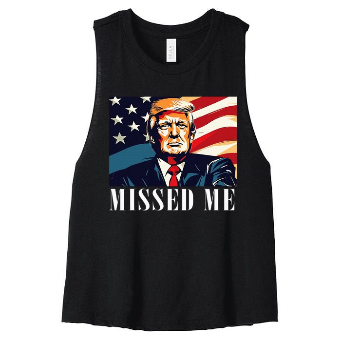 Funny Donald Trump Missed Me Assassination Attempt 2025 Women's Racerback Cropped Tank