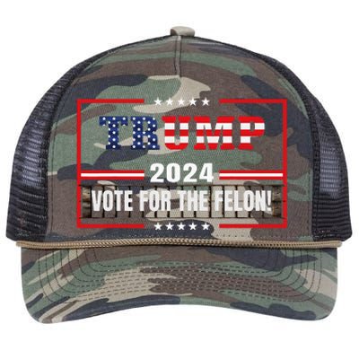 Funny Donald Trump Supporter 2024 Vote For The Felon Retro Rope Trucker Hat Cap