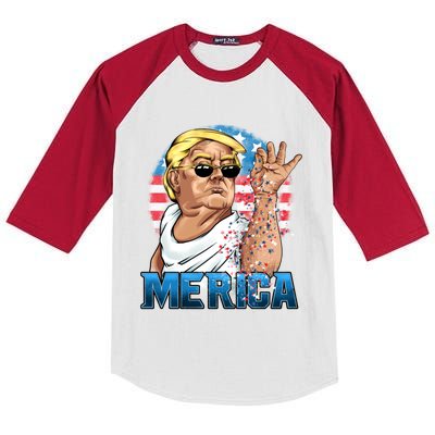 Funny Donald Trump Salt Merica Freedom 4th Of July Gift Kids Colorblock Raglan Jersey