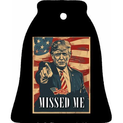 Funny Donald Trump Missed Me Assassination Attempt 2025 Ceramic Bell Ornament