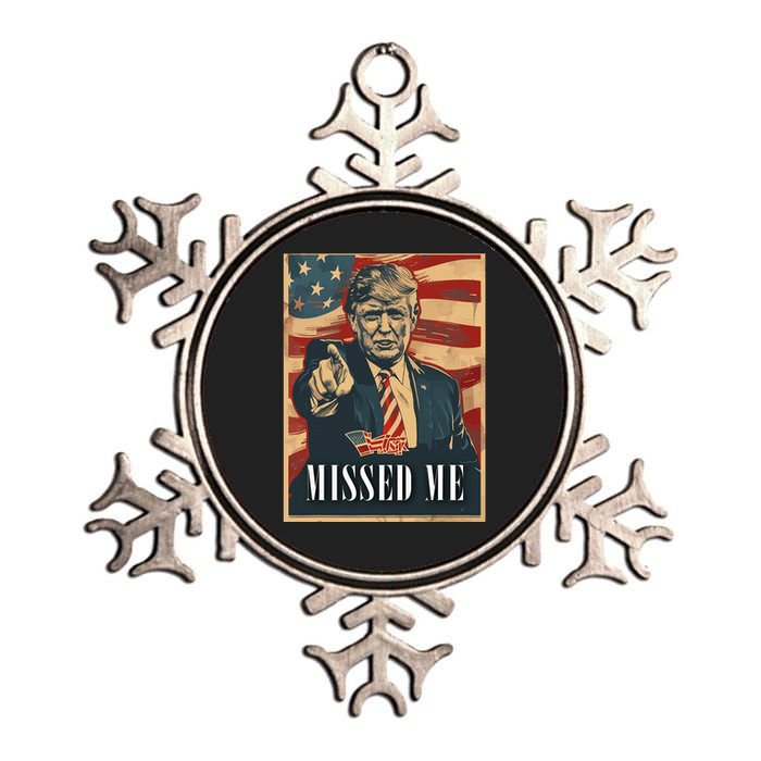 Funny Donald Trump Missed Me Assassination Attempt 2025 Metallic Star Ornament