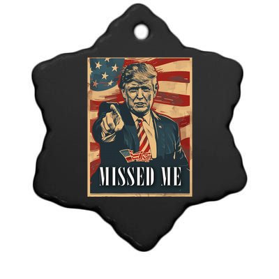 Funny Donald Trump Missed Me Assassination Attempt 2025 Ceramic Star Ornament