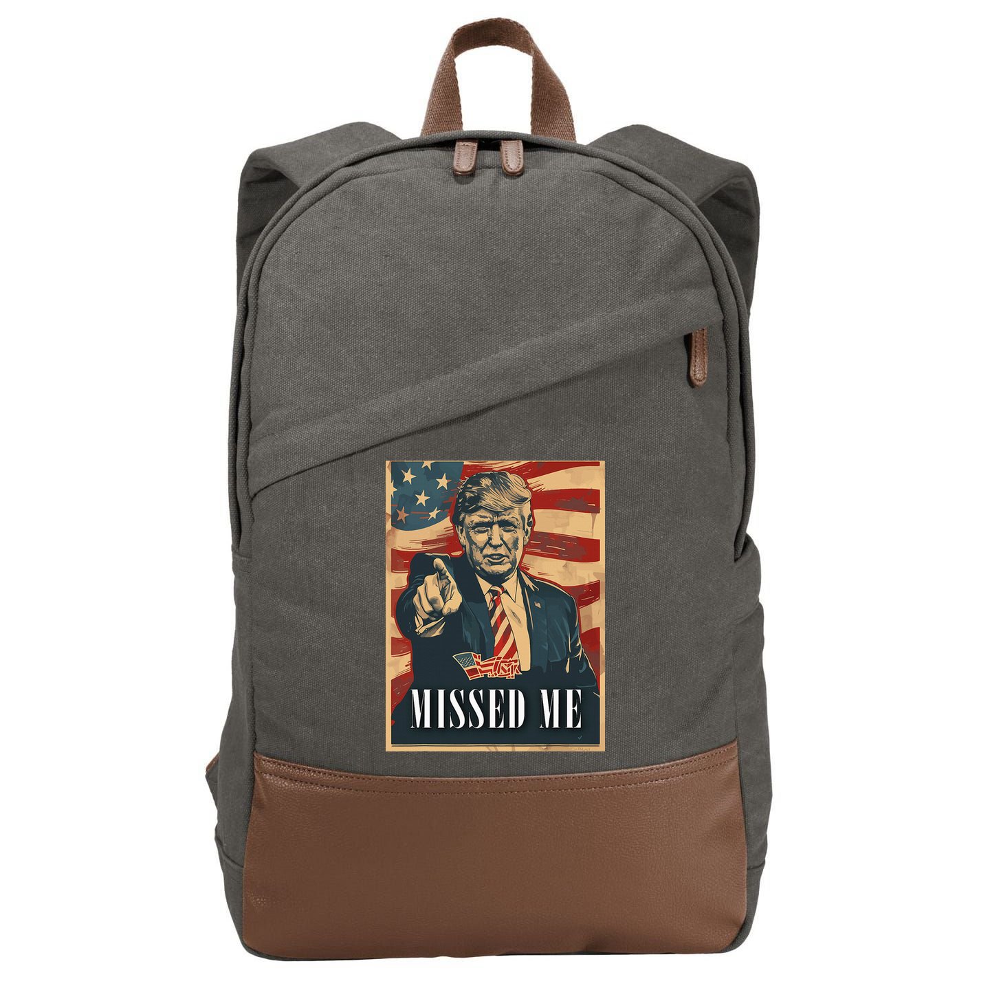 Funny Donald Trump Missed Me Assassination Attempt 2025 Cotton Canvas Backpack