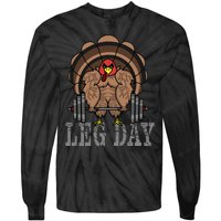 Funny Deadlifting Turkey Thanksgiving Leg Day Deadlift Tie-Dye Long Sleeve Shirt