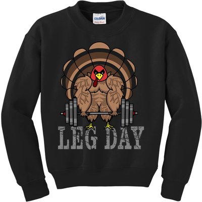 Funny Deadlifting Turkey Thanksgiving Leg Day Deadlift Kids Sweatshirt