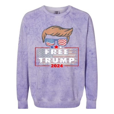 Free Donald Trump Republican Support American Flag Colorblast Crewneck Sweatshirt