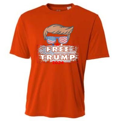 Free Donald Trump Republican Support American Flag Cooling Performance Crew T-Shirt