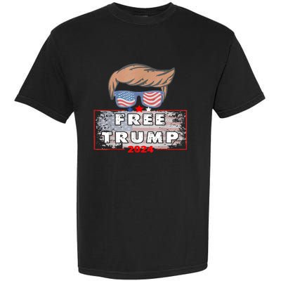 Free Donald Trump Republican Support American Flag Garment-Dyed Heavyweight T-Shirt