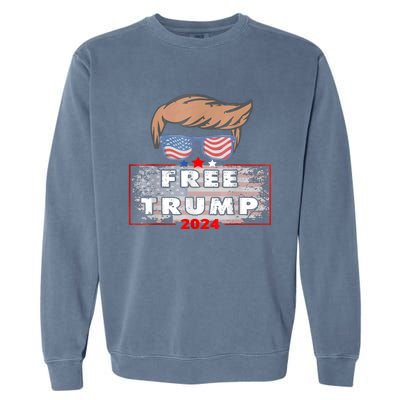 Free Donald Trump Republican Support American Flag Garment-Dyed Sweatshirt