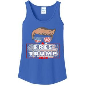 Free Donald Trump Republican Support American Flag Ladies Essential Tank