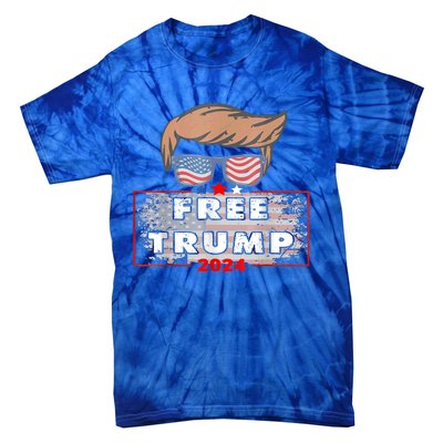 Free Donald Trump Republican Support American Flag Tie-Dye T-Shirt