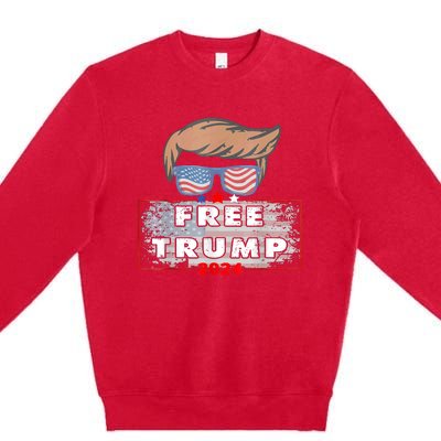 Free Donald Trump Republican Support American Flag Premium Crewneck Sweatshirt