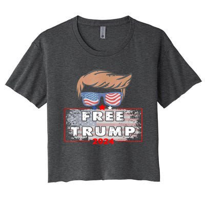 Free Donald Trump Republican Support American Flag Women's Crop Top Tee