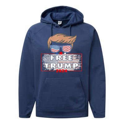 Free Donald Trump Republican Support American Flag Performance Fleece Hoodie