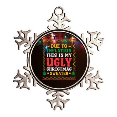 Funny Due to Inflation Ugly Christmas Sweaters  Metallic Star Ornament