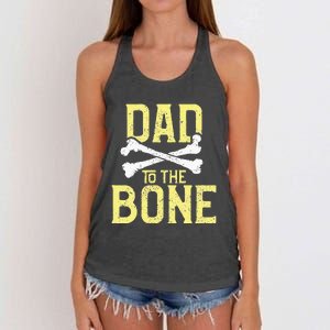 Funny Dad To The Bone Pun Fathers Dad Jokes Women's Knotted Racerback Tank