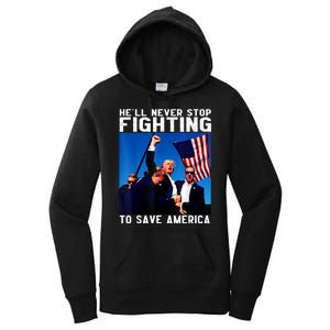 Funny Donald Trump HeLl Never Stop Fighting To Save America Women's Pullover Hoodie