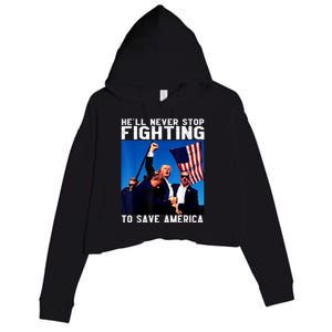 Funny Donald Trump HeLl Never Stop Fighting To Save America Crop Fleece Hoodie