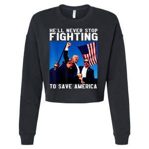 Funny Donald Trump HeLl Never Stop Fighting To Save America Cropped Pullover Crew