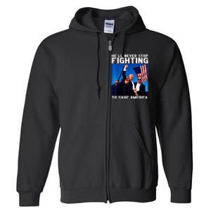 Funny Donald Trump HeLl Never Stop Fighting To Save America Full Zip Hoodie