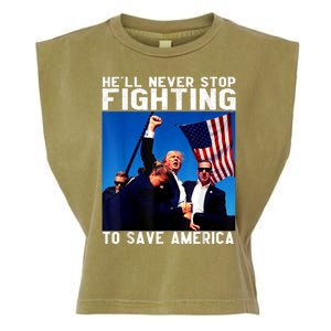 Funny Donald Trump HeLl Never Stop Fighting To Save America Garment-Dyed Women's Muscle Tee