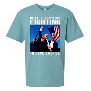 Funny Donald Trump HeLl Never Stop Fighting To Save America Sueded Cloud Jersey T-Shirt