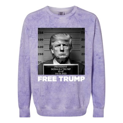 Free Donald Trump Mugshot Colorblast Crewneck Sweatshirt