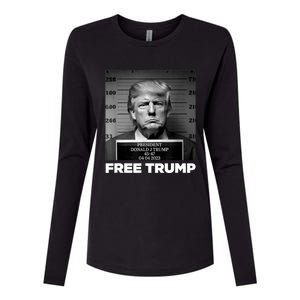 Free Donald Trump Mugshot Womens Cotton Relaxed Long Sleeve T-Shirt