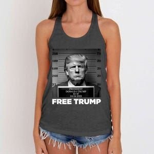 Free Donald Trump Mugshot Women's Knotted Racerback Tank