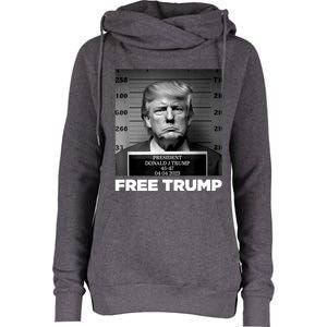 Free Donald Trump Mugshot Womens Funnel Neck Pullover Hood