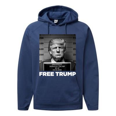 Free Donald Trump Mugshot Performance Fleece Hoodie