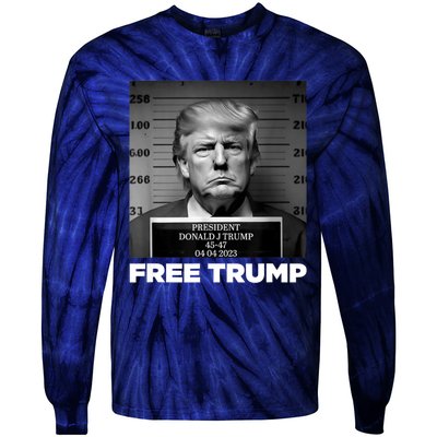 Free Donald Trump Mugshot Tie-Dye Long Sleeve Shirt