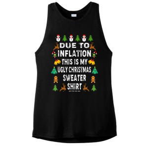 Funny Due to Inflation This is My Ugly Sweater For Christmas Ladies PosiCharge Tri-Blend Wicking Tank